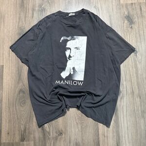 Vintage 90s Barry Manilow Tour of the World Graphic Black Concert Tee Mens XL